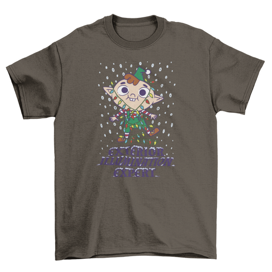 Elf with christmas lights t-shirt design