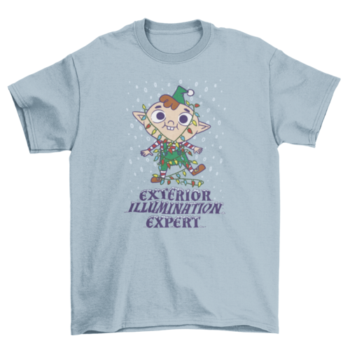 Elf with christmas lights t-shirt design