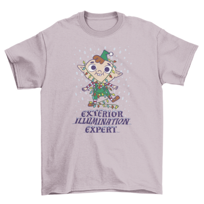 Elf with christmas lights t-shirt design