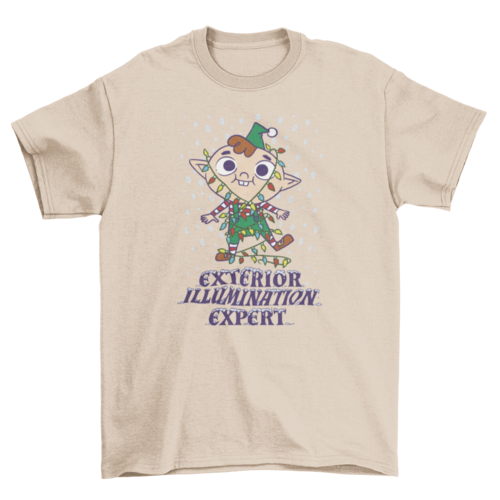 Elf with christmas lights t-shirt design