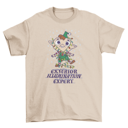 Elf with christmas lights t-shirt design