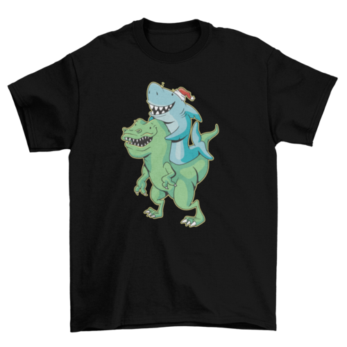 Shark and t-rex Christmas t-shirt