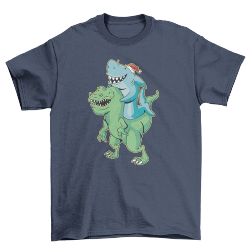 Shark and t-rex Christmas t-shirt