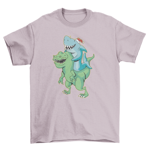 Shark and t-rex Christmas t-shirt