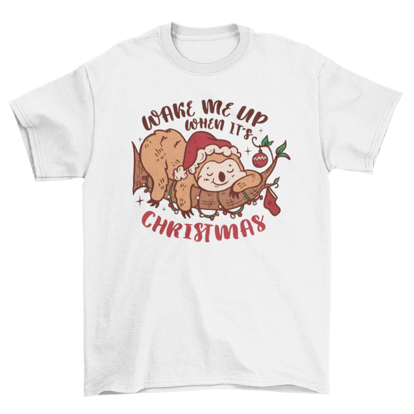 Wake me up when it's Christmas sloth t-shirt