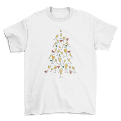 Christmas tree with champagne t-shirt