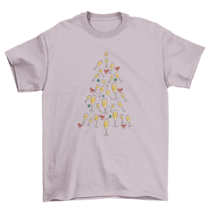 Christmas tree with champagne t-shirt