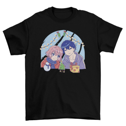 Anime christmas couple t-shirt