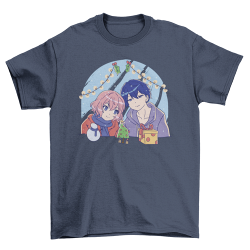 Anime christmas couple t-shirt