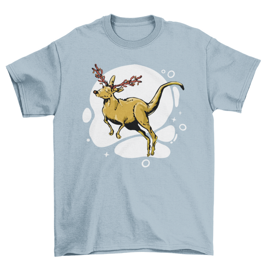 Kangaroo reindeer christmas t-shirt