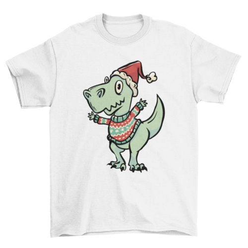 Christmas t-rex sweater t-shirt design