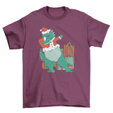 Dinosaur dabbing and Christmas presents holiday t-shirt