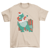 Dinosaur dabbing and Christmas presents holiday t-shirt