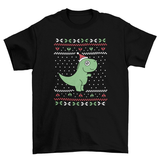 T-rex Ugly Sweater Christmas T-shirt Design