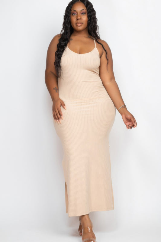 New Arrival – Plus Size Ribbed Side Slit Long Cami Maxi Dress – New Arrival Now Live