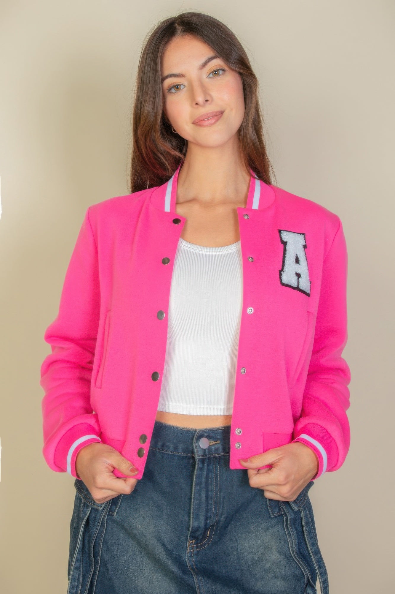 New Arrival – Ezwear Letter Patched Crop Varsity Jacket – New Arrival Now Live