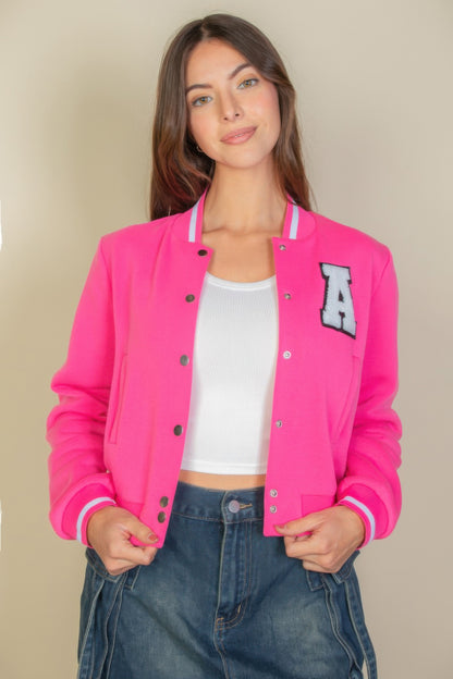 New Arrival – Ezwear Letter Patched Crop Varsity Jacket – New Arrival Now Live