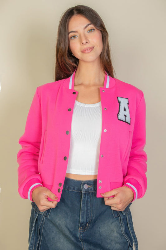 New Arrival – Ezwear Letter Patched Crop Varsity Jacket – New Arrival Now Live
