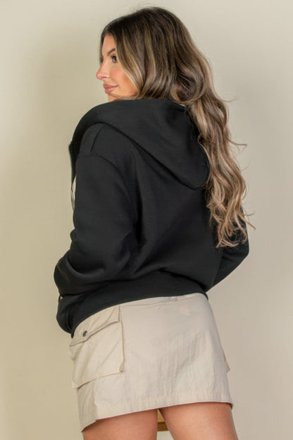 Graphic Drop Shoulder Zipper Up Hoodie – New Arrival Now Live