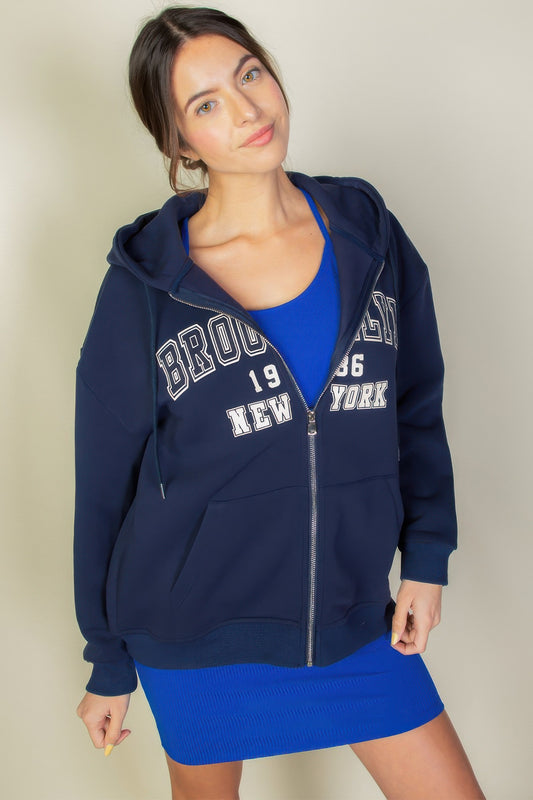 New Arrival – Graphic Drop Shoulder Zipper Up Hoodie – New Arrival Now Live