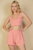 Crop Tank Top And Shorts Set