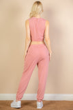 French Terry Elastic Waist Tank Top & Joggers Set