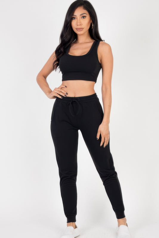 New Arrival – French Terry Cropped Tank Top & Joggers Set – New Arrival Now Live