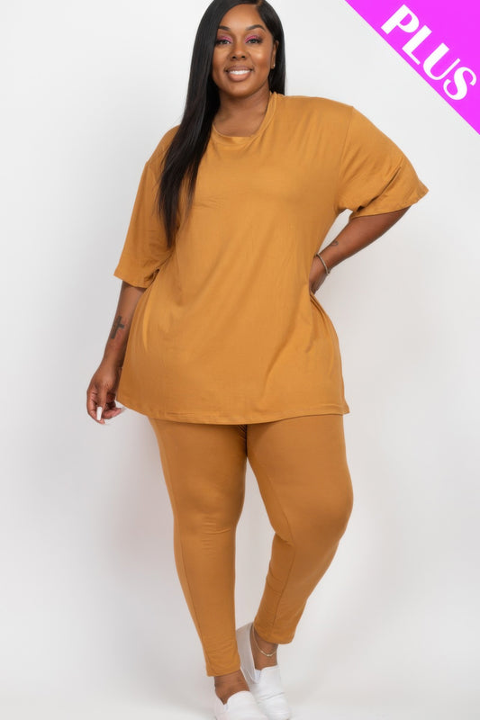 New Arrival – Plus Size Oversized T-shirt & Leggings Set – Stylish & Comfortable – New Arrival Now Live
