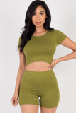 Short Sleeve Crop Top & Shorts Set