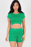 Short Sleeve Crop Top & Shorts Set