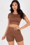 Short Sleeve Crop Top & Shorts Set