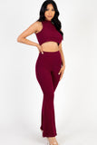 Ribbed Mock Neck Crop Tank Top & Bootcut Pants Set