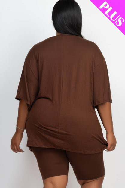 Plus Size Loose Fit Top & Biker Shorts Set – Stylish & Comfortable – New Arrival Now Live