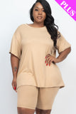 Plus Size Loose Fit Top & Biker Shorts Set