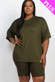 Plus Size Loose Fit Top & Biker Shorts Set