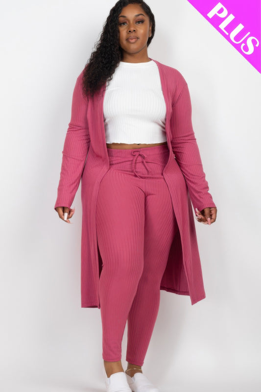New Arrival – Plus Size Ribbed Long Cardigan & Leggings Set – Stylish & Comfortable – New Arrival Now Live