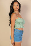 Tiered Shirred Body Crop Top