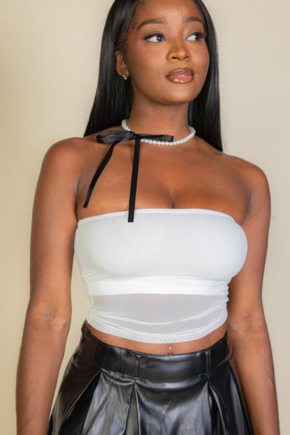 New Arrival – Cropped Strapless Top With Mesh – New Arrival Now Live