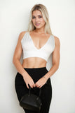 Ribbed Knit Plunge Neck Crop Top