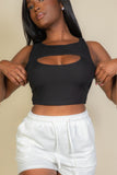 Ribbed Cut Out Front Crop Top