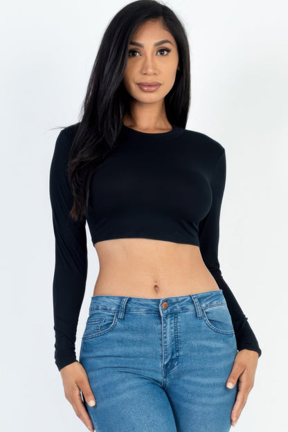 Crew Neck Long Sleeve Cropped Top – New Arrival Now Live
