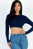 Crew Neck Long Sleeve Cropped Top