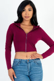 French Terry Crop Zip Up Hoodie