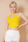 Ribbed One Shoulder Cross Strap Crop Top