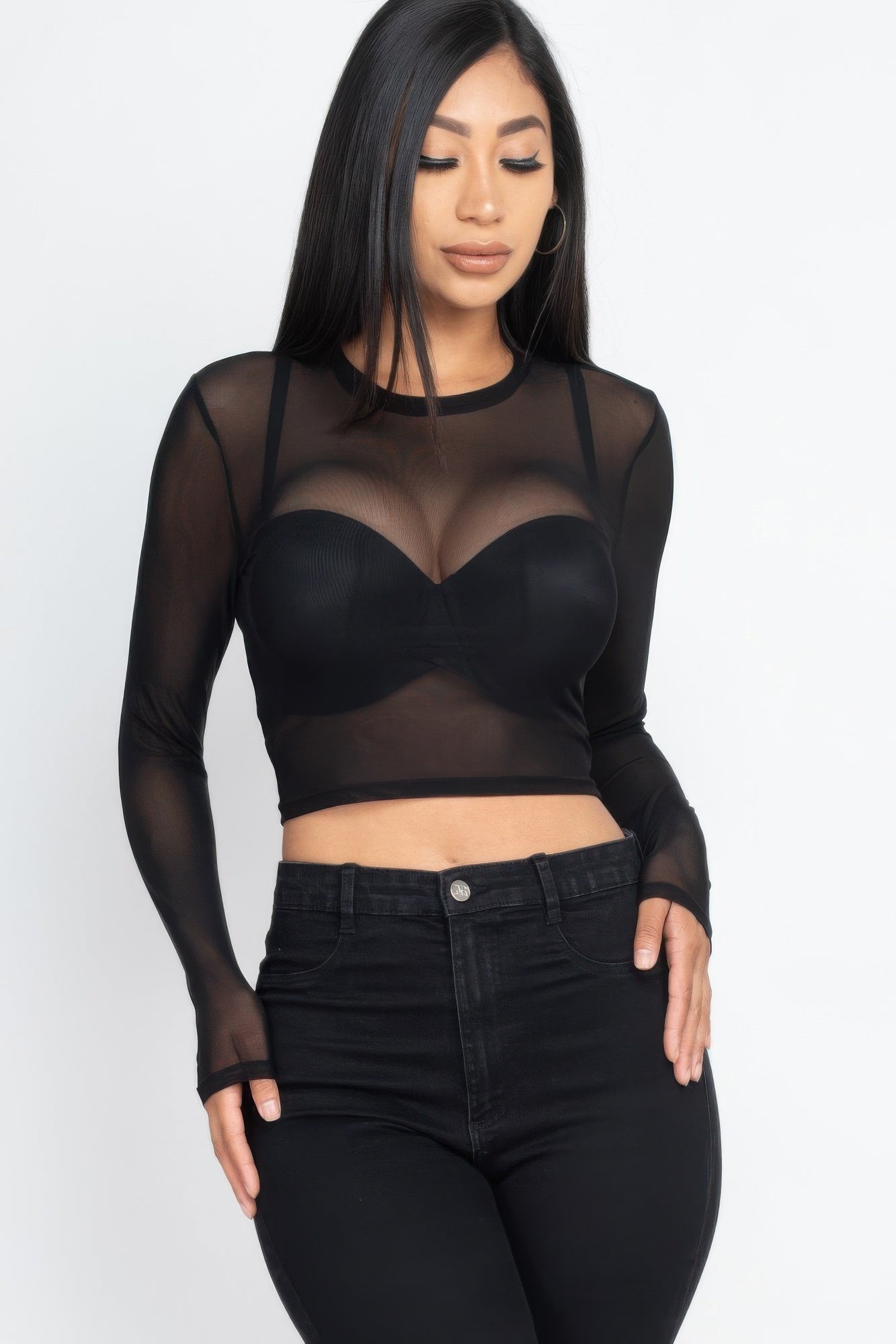 New Arrival – Sexy Sheer Mesh Long Sleeve Crop Top – New Arrival Now Live
