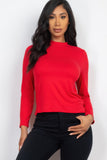 Mock Neck Solid Long Sleeve Top