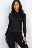 Mock Neck Solid Long Sleeve Top