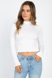 Mock Neck Solid Long Sleeve Top