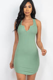 Ribbed Split Neck Tank Mini Dress