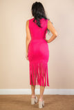 Sleeveless Fringe Midi Dress